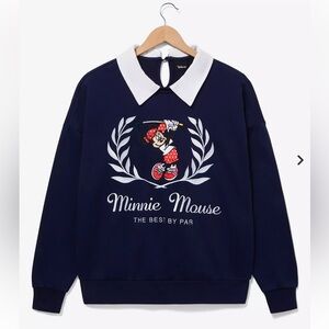 NEW Disney Minnie Mouse Golf Collared Crewneck Sweatshirt